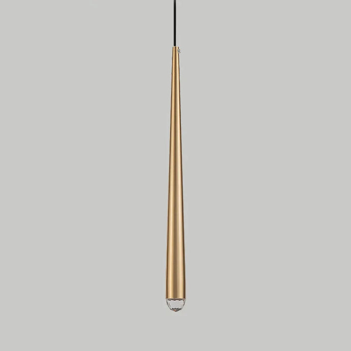 Suspension conique allongée en cuivre avec globe en diamant, éclairage LED 7W, 3-5 m². Style moderne industriel pour salon et cuisine. Tailles disponibles: 40 cm / 50 cm. Câble noir de 100 cm pour une installation flexible et élégante.