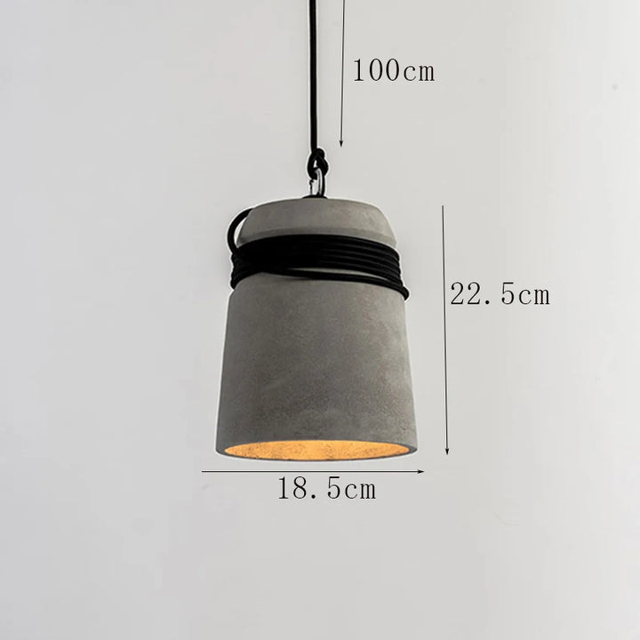 Suspension cloche ciment et corde design scandinave, éclairage nordique et organique pour intérieur apaisant. Ampoule incluse.