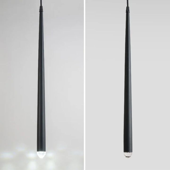 Suspension conique allongée en cuivre avec ampoule LED. Style moderne industriel. Tailles disponibles: 40 cm / 50 cm. Éclairage blanc chaud, froid ou naturel. Idéale pour salon et cuisine. LampeSuspension.com