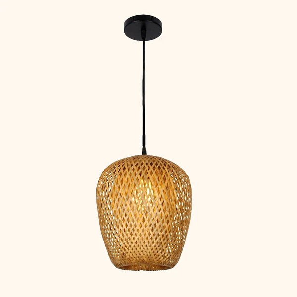 Suspension rotin forme ovale naturelle vintage