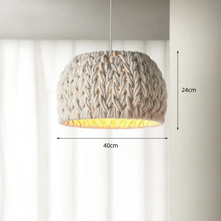 Suspension cloche en corde tressée design scandinave avec une ampoule E27. Taille: 40x24 cm. Parfaite pour chambre, cuisine, salon. Lumière chaleureuse et design texturé.