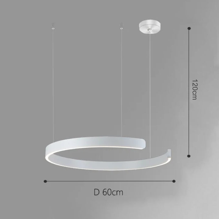 Une suspension métal anneau ouvert design moderne avec éclairage LED polyvalent pour créer un point focal dans votre intérieur. Disponible en finitions luxueuses et différentes tailles. Ampoule incluse. Idéale pour les pièces à vivre.