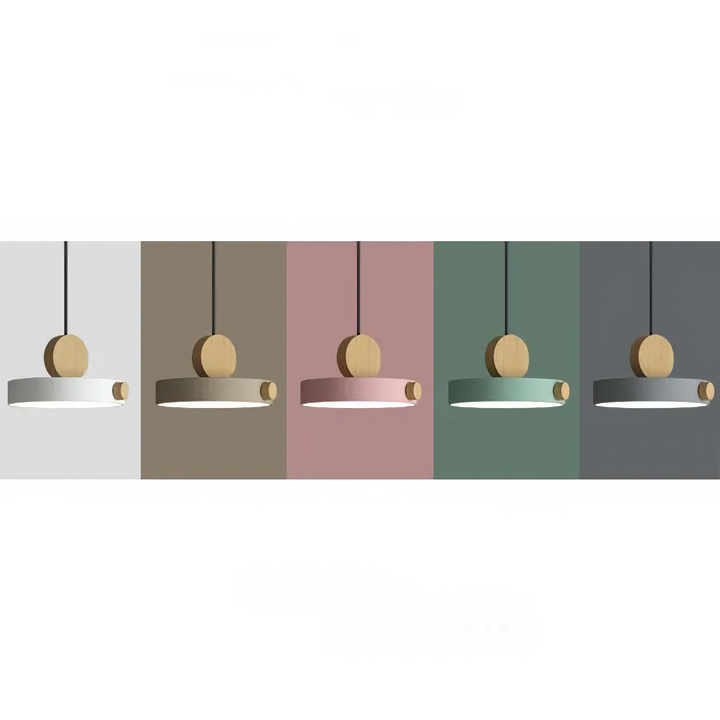 Suspension bois ronde géométrique avec éclairage LED - Lampe suspension scandinave pour intérieur - Ambiance douce et moderne - Idéale pour toutes les pièces de la maison.