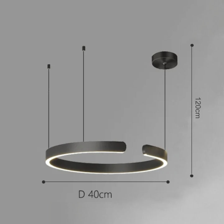 Suspension métal anneau ouvert design moderne, éclairage LED polyvalent pour créer un point focal dans votre intérieur. Dimensions: 40 cm, 60 cm. Ampoule LED incluse.