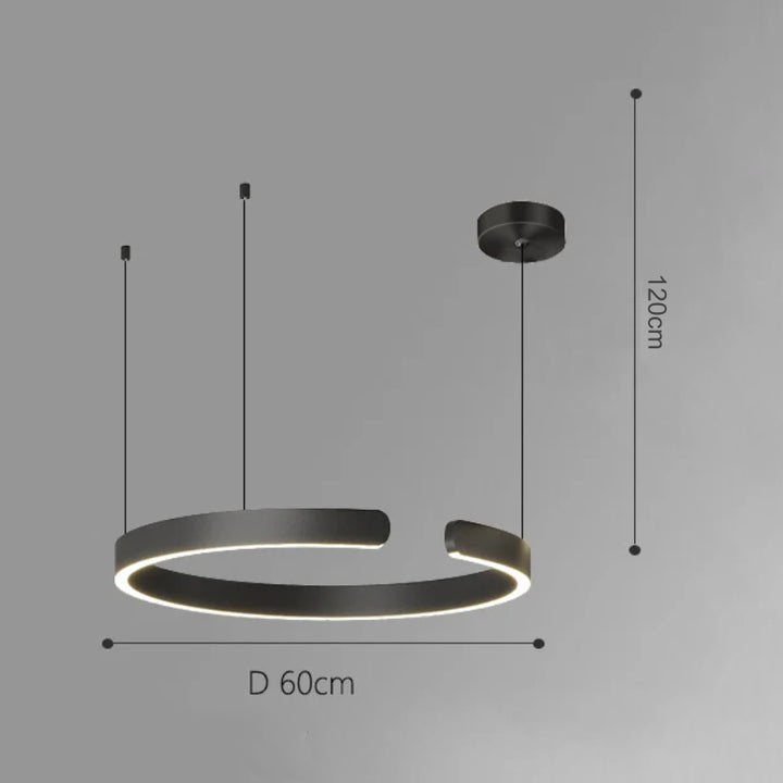 Suspension métal anneau ouvert design moderne avec éclairage LED polyvalent pour créer un point focal dans votre intérieur. Disponible en finitions luxueuses. Ampoule incluse.