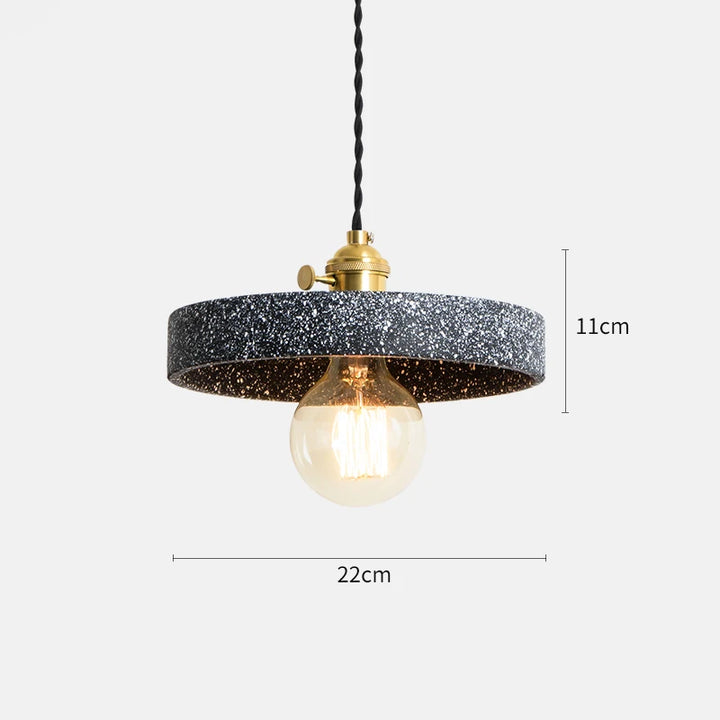 Suspension terrazzo cylindre plat industriel avec ampoule - LampeSuspension.com