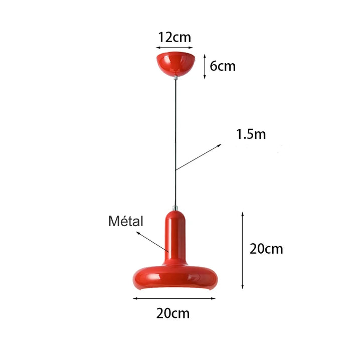 Suspension métal coloré design art déco avec ampoule LED incluse. Ajoutez une touche de couleur et d'élégance à votre intérieur avec cette lampe vintage. Idéale pour chambre, cuisine, salon ou couloir. Dimensions: 20x20 cm.